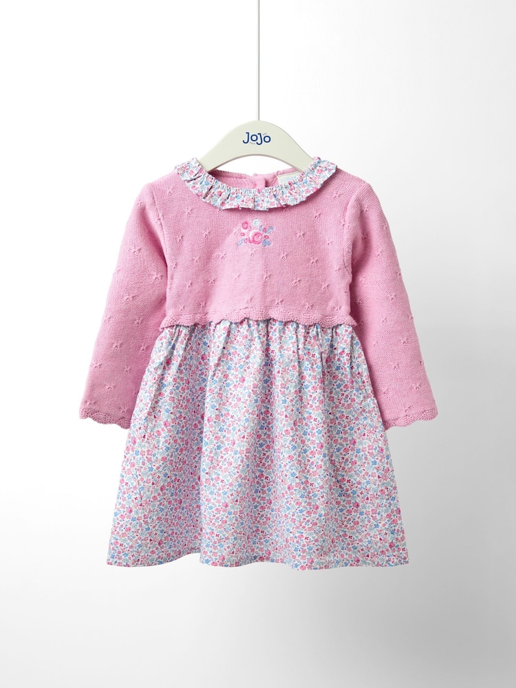 JoJo Maman Bébé Pink Knitted Combo dress - Image 1 of 3 JoJo Maman Bébé Pink Knitted Combo dress - Image 1 of 3