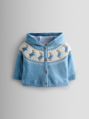 JoJo Maman Bébé Blue Fair Isle Knit Cardigan - Image 1 of 4