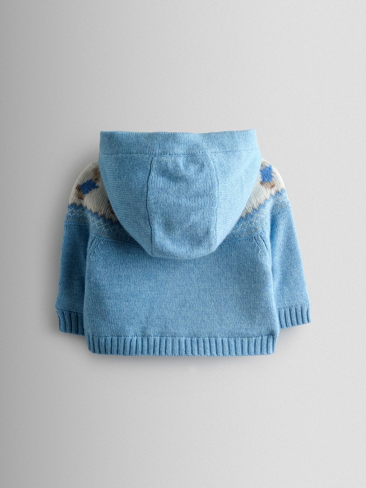 JoJo Maman Bébé Blue Fair Isle Knit Cardigan - Image 2 of 4