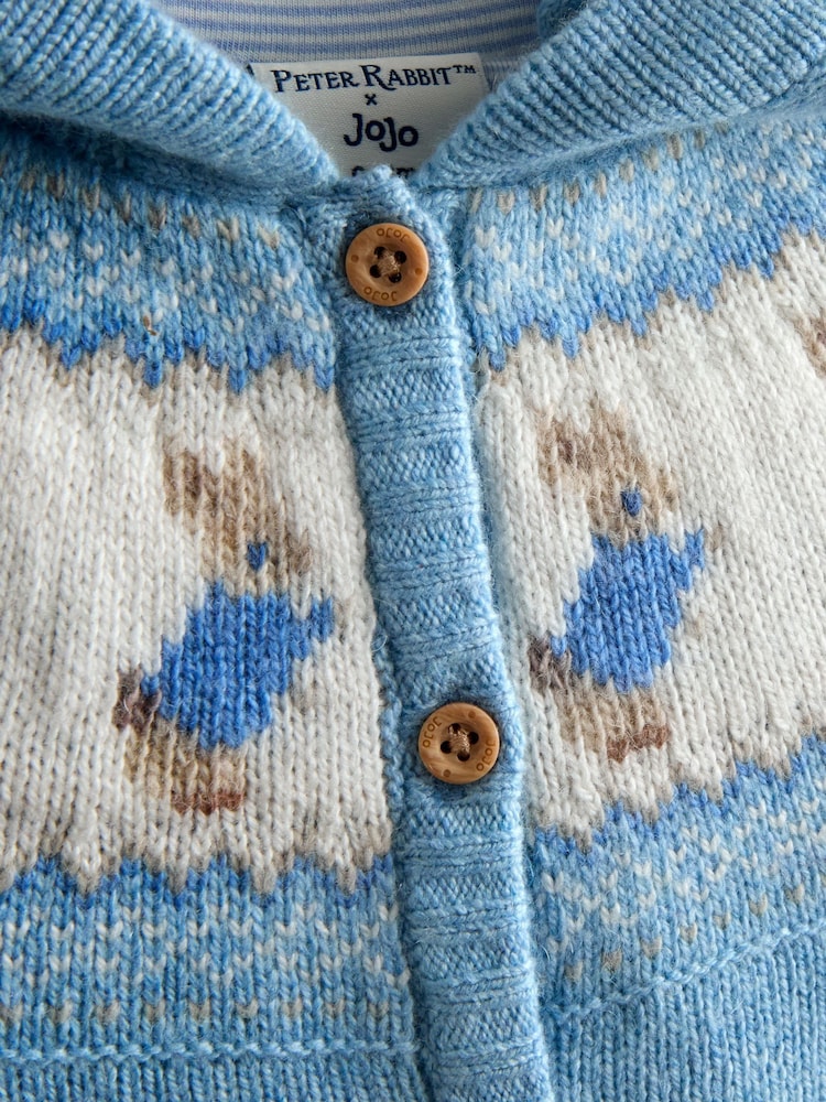 JoJo Maman Bébé Blue Fair Isle Knit Cardigan - Image 4 of 4