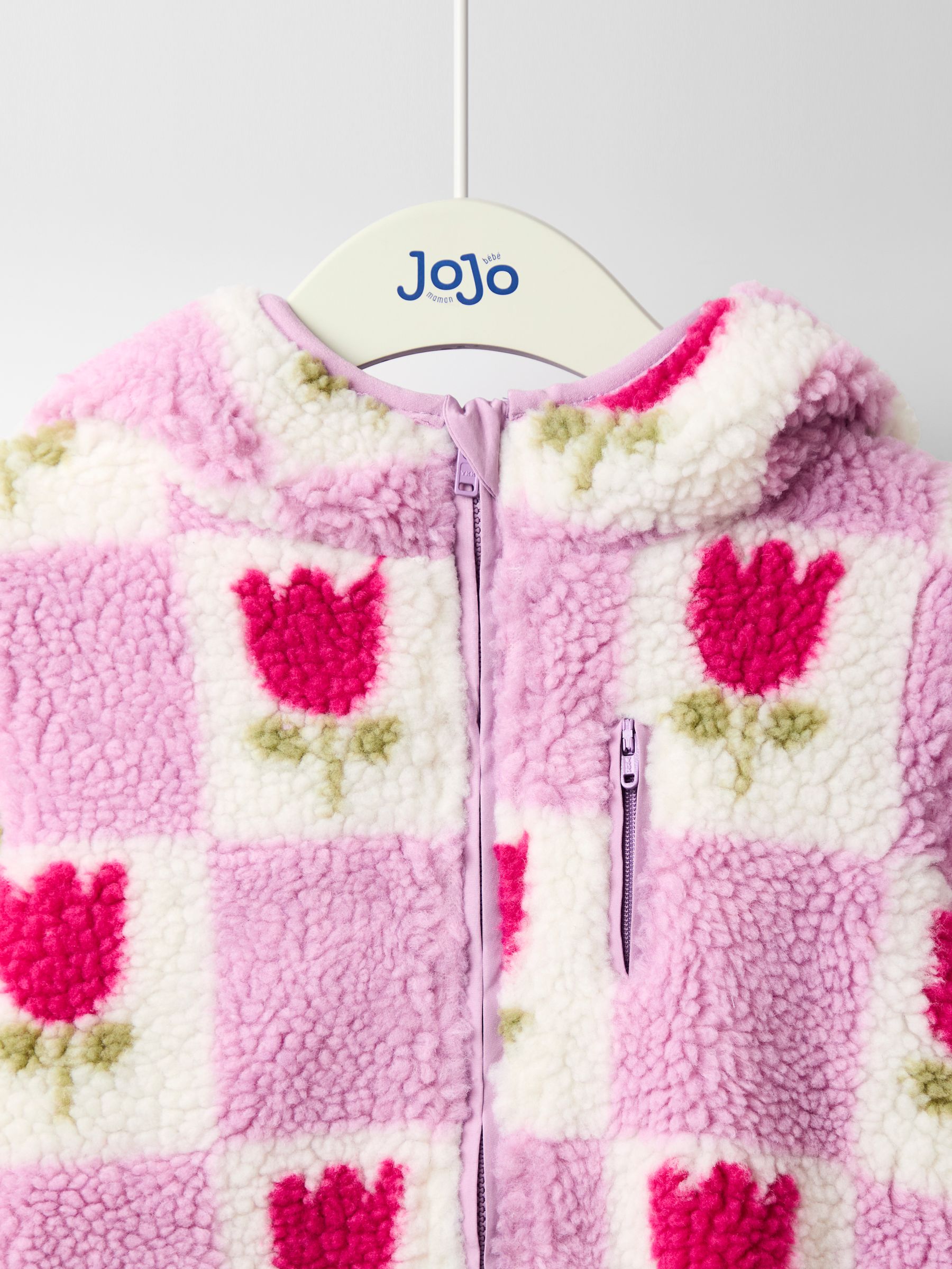Buy JoJo Maman Bébé Purple Tulip Checkerboard Hooded Fleece Jacket