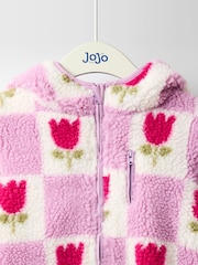 JoJo Maman Bébé Pink Hooded Fleece Jacket - Image 3 of 3