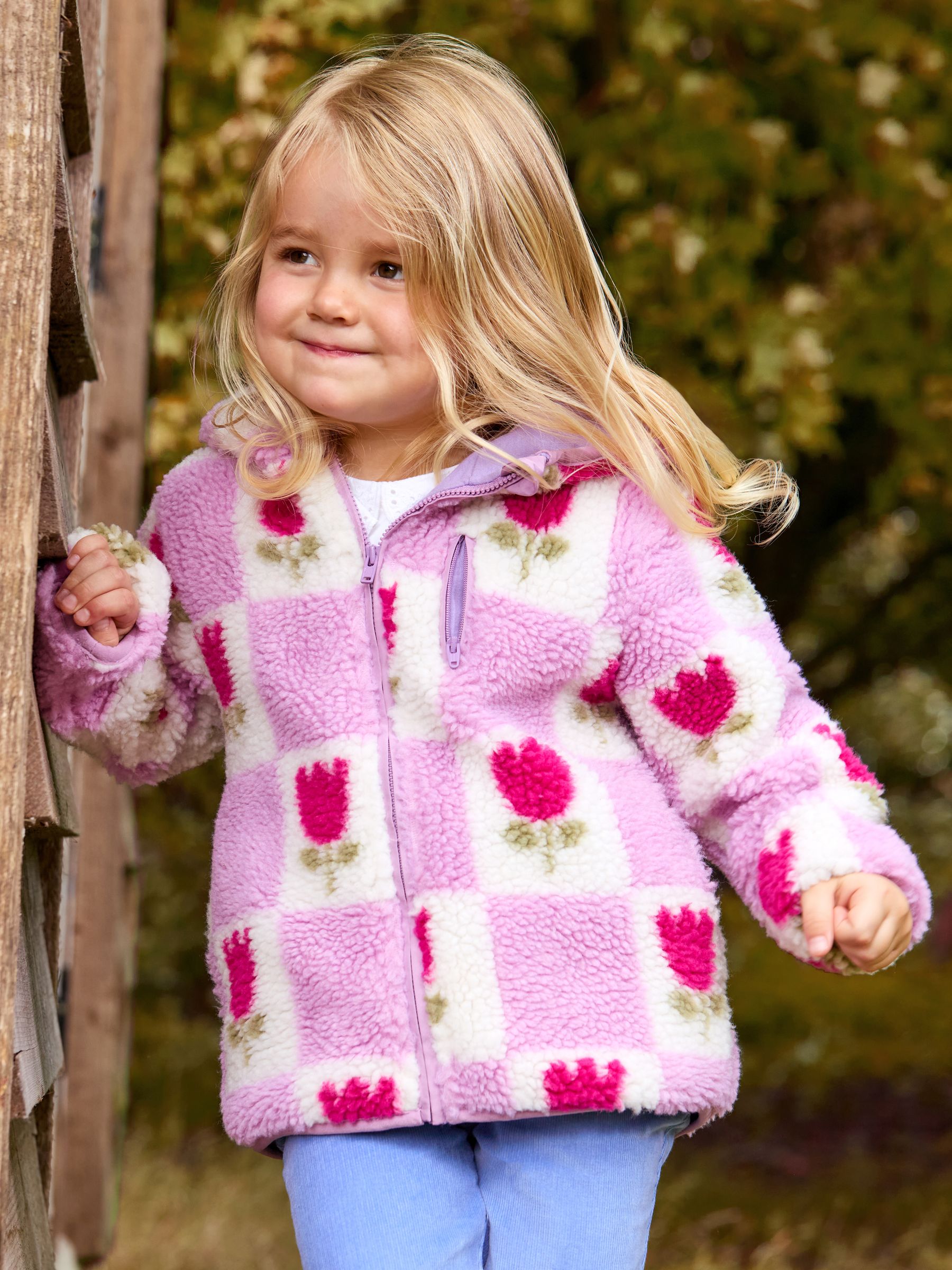Buy JoJo Maman Bébé Purple Tulip Checkerboard Hooded Fleece Jacket