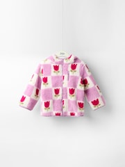 JoJo Maman Bébé Pink Hooded Fleece Jacket - Image 4 of 6