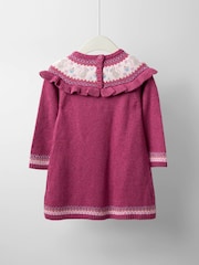 JoJo Maman Bébé Rose Pink Mouse Fairisle Knitted Dress - Image 4 of 4