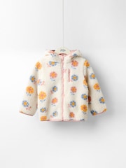 JoJo Maman Bébé Cream Hooded Fleece Jacket - Image 1 of 4