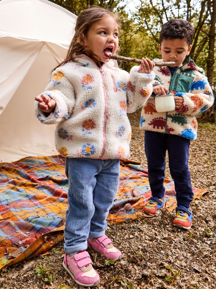 JoJo Maman Bébé Cream Big Flower Hooded Fleece Jacket - Image 2 of 6 JoJo Maman Bébé Cream Big Flower Hooded Fleece Jacket - Image 2 of 6