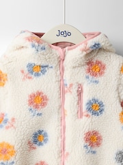 JoJo Maman Bébé Cream Hooded Fleece Jacket - Image 5 of 6