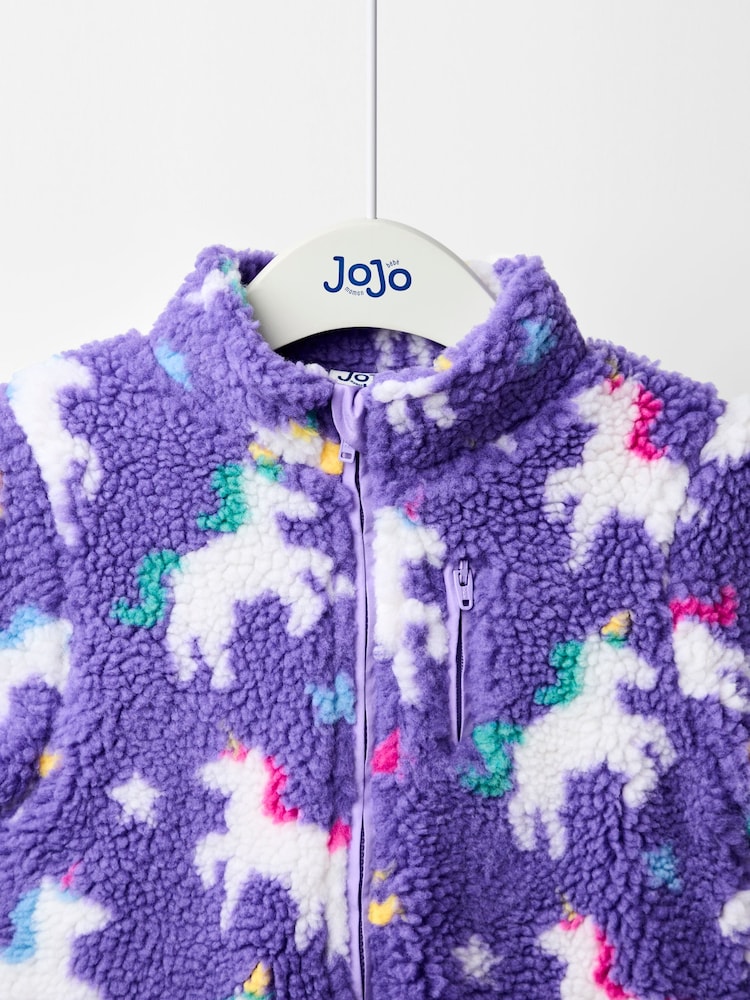 JoJo Maman Bébé Purple Borg Fleece Jacket - Image 2 of 4