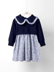 Jojo Maman Bébé Blue Knitted Dress - Image 1 of 3