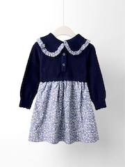 Jojo Maman Bébé Blue Knitted Dress - Image 2 of 3