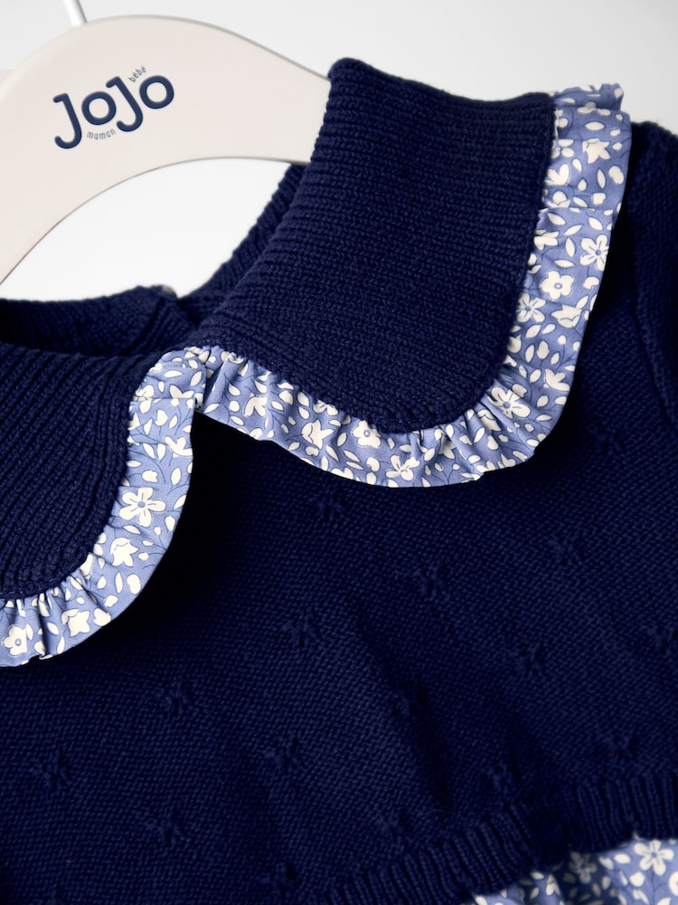 Jojo Maman Bébé Blue Knitted Dress - Image 3 of 3
