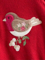 JoJo Maman Bébé Red Robin Christmas Crew Neck Appliqué Jumper - Image 3 of 3