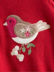 Suéter navideño de cuello redondo con apliques de Jojo Maman Bébé - Imagen 4 de 4