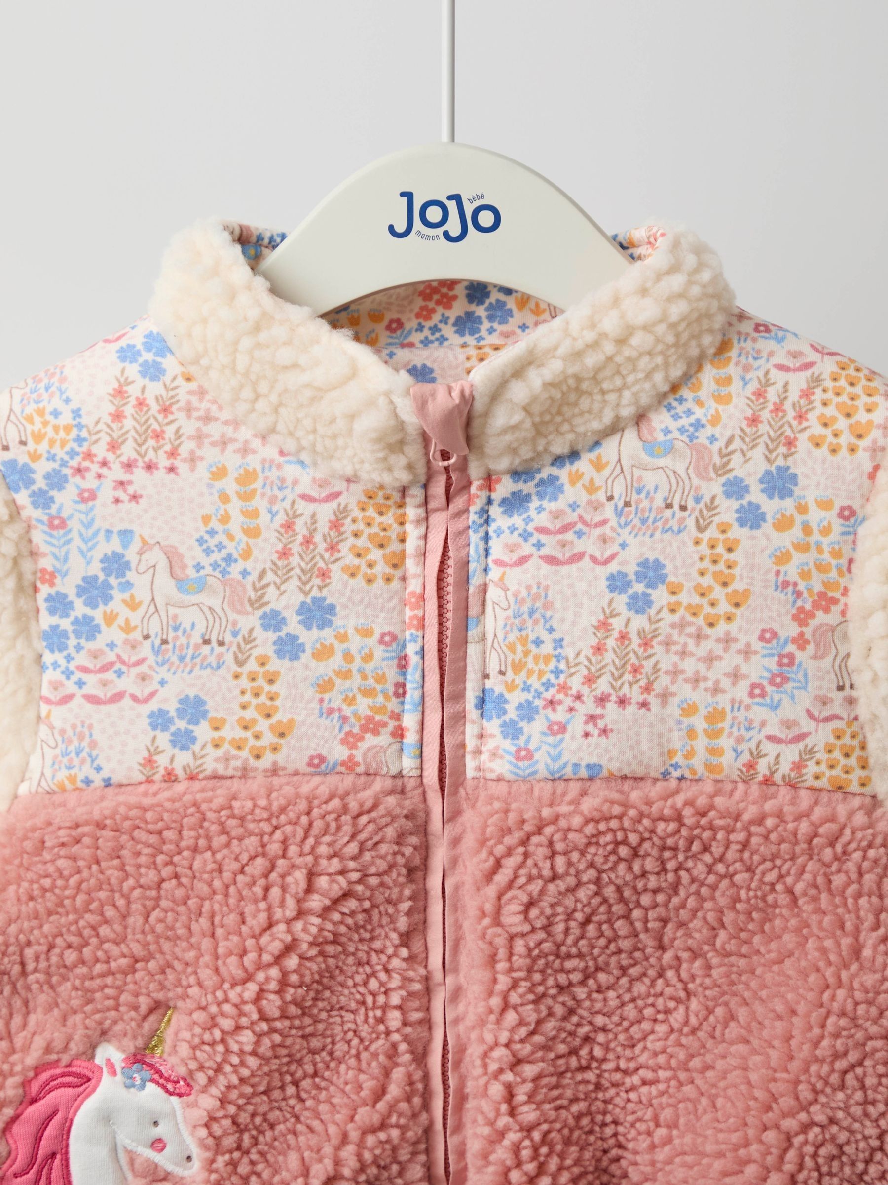 Buy JoJo Maman Bébé Pink Floral Unicorn Fleece Appliqué Reversible