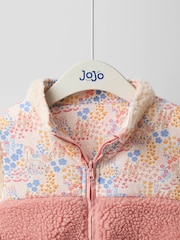 JoJo Maman Bébé Pink Floral Unicorn Fleece Appliqué Reversible Jacket - Image 5 of 9
