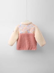 JoJo Maman Bébé Pink Floral Unicorn Fleece Appliqué Reversible Jacket - Image 7 of 9