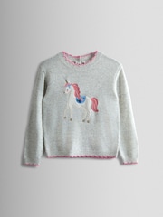 JoJo Maman Bébé Natural Crew Neck Appliqué Jumper - Image 1 of 3