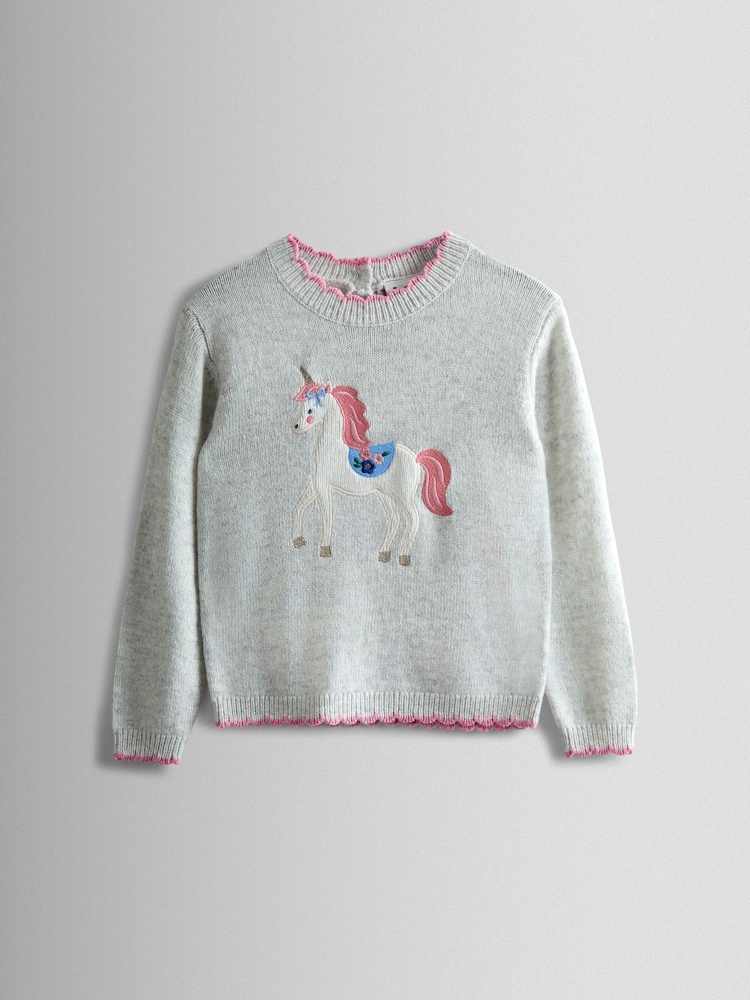 JoJo Maman Bébé Natural Crew Neck Appliqué Jumper - Image 1 of 3