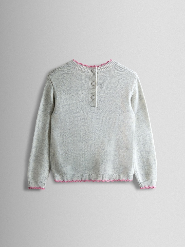 JoJo Maman Bébé Natural Crew Neck Appliqué Jumper - Image 2 of 3