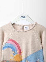 JoJo Maman Bébé Natural Unicorn scene Knitted Dress - Image 2 of 4