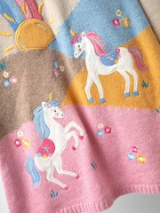 JoJo Maman Bébé Natural Unicorn scene Knitted Dress - Image 3 of 4