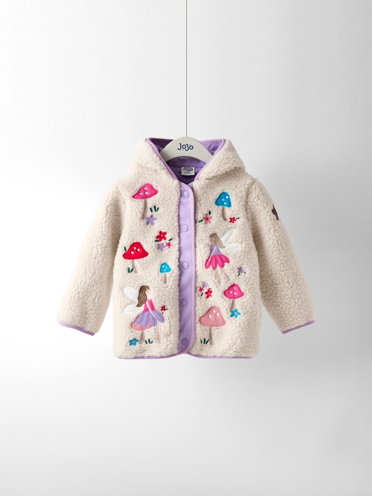 JoJo Maman Bébé Cream Fairy Popper Through Borg Fleece Jacket - Image 1 of 6 JoJo Maman Bébé Cream Fairy Popper Through Borg Fleece Jacket - Image 1 of 6