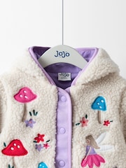 JoJo Maman Bébé Cream Fairy Popper Through Borg Fleece Jacket - Image 3 of 6