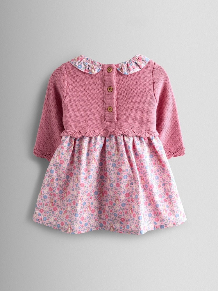 JoJo Maman Bébé Pink Knit Embroidered Top & Dress Set - Image 2 of 6