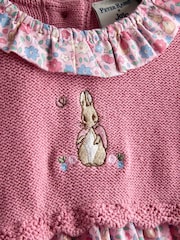 JoJo Maman Bébé Pink Knit Embroidered Top & Dress Set - Image 3 of 6