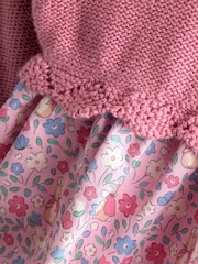 JoJo Maman Bébé Pink Knit Embroidered Top & Dress Set - Image 5 of 6