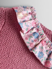 JoJo Maman Bébé Pink Knit Embroidered Top & Dress Set - Image 6 of 6
