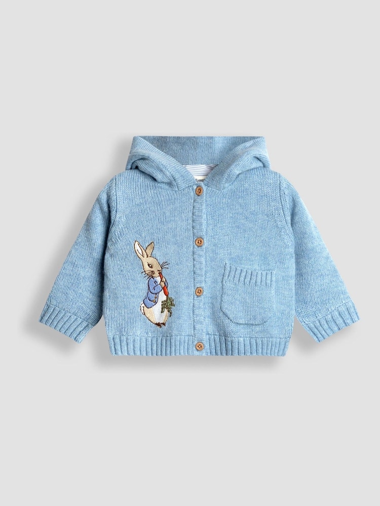 JoJo Maman Bébé Blue Peter Rabbit™ Hooded Cardigan - Image 1 of 3