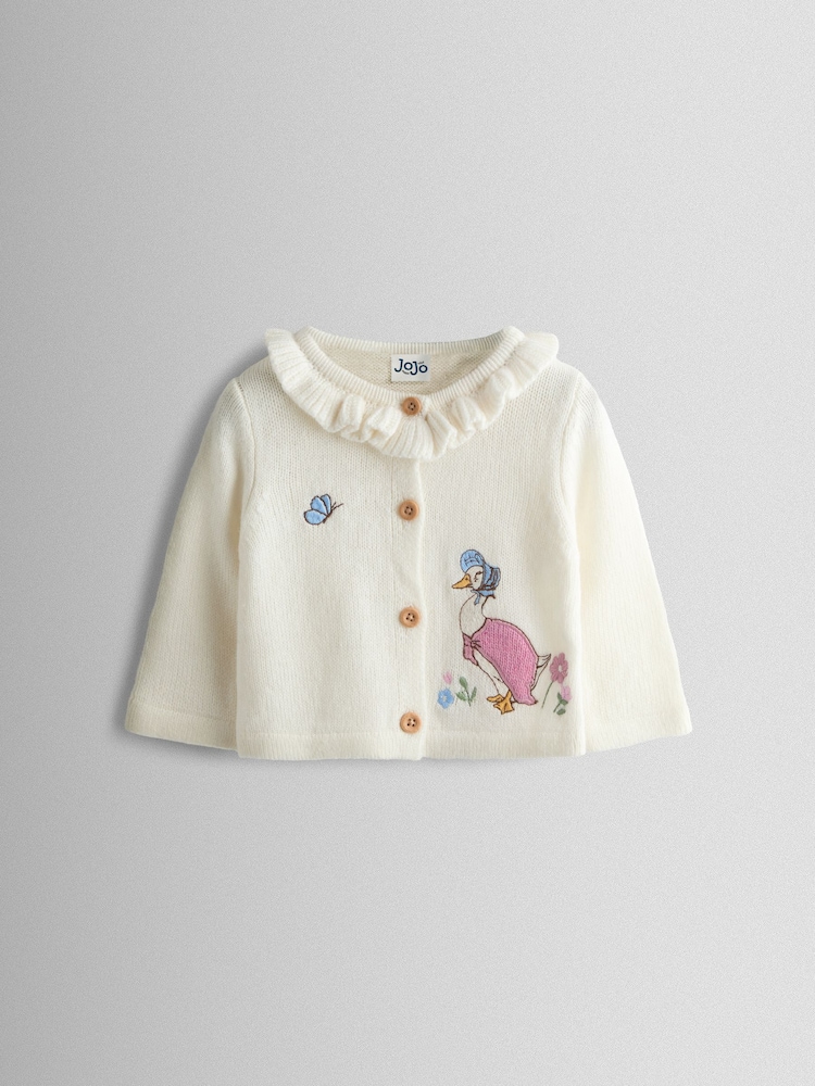 JoJo Maman Bébé Frill Collar Embroidered Cardigan - صورة 1 من 4