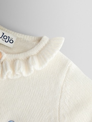 JoJo Maman Bébé Frill Collar Embroidered Cardigan - صورة 4 من 4