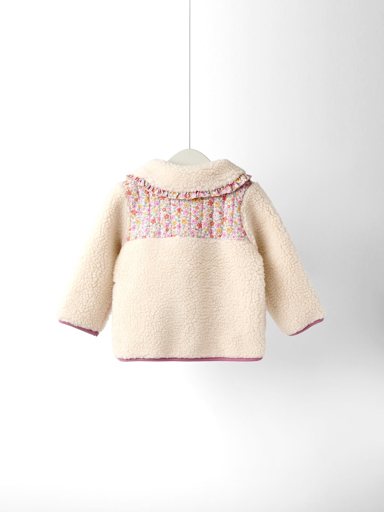 JoJo Maman Bébé Cream Woodland Friends Fleece Zip-Up Jacket With Collar - Image 2 of 4