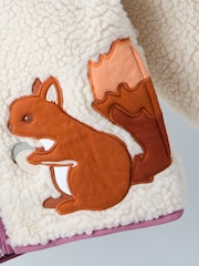 JoJo Maman Bébé Cream Woodland Friends Fleece Zip-Up Jacket With Collar - Image 4 of 4