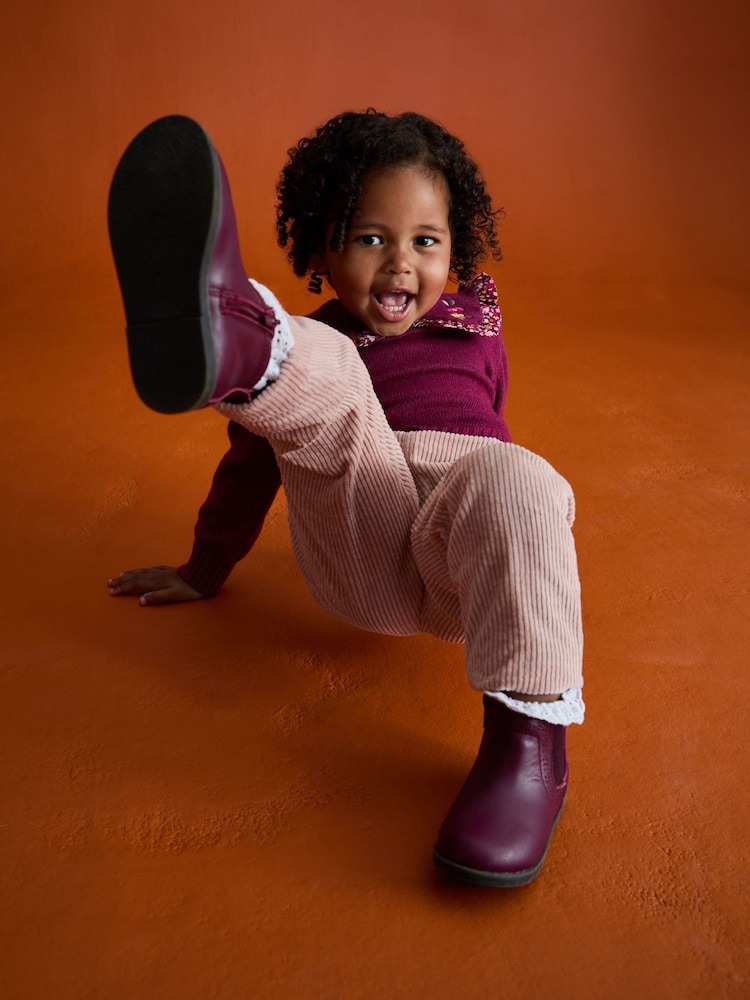 JoJo Maman Bébé Berry Red Floral Frill Collar Embroidered Jumper - Image 2 of 7