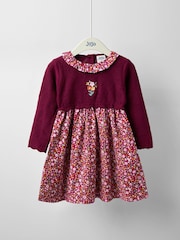 JoJo Maman Bébé Berry Floral Knitted Combo dress - Image 1 of 3