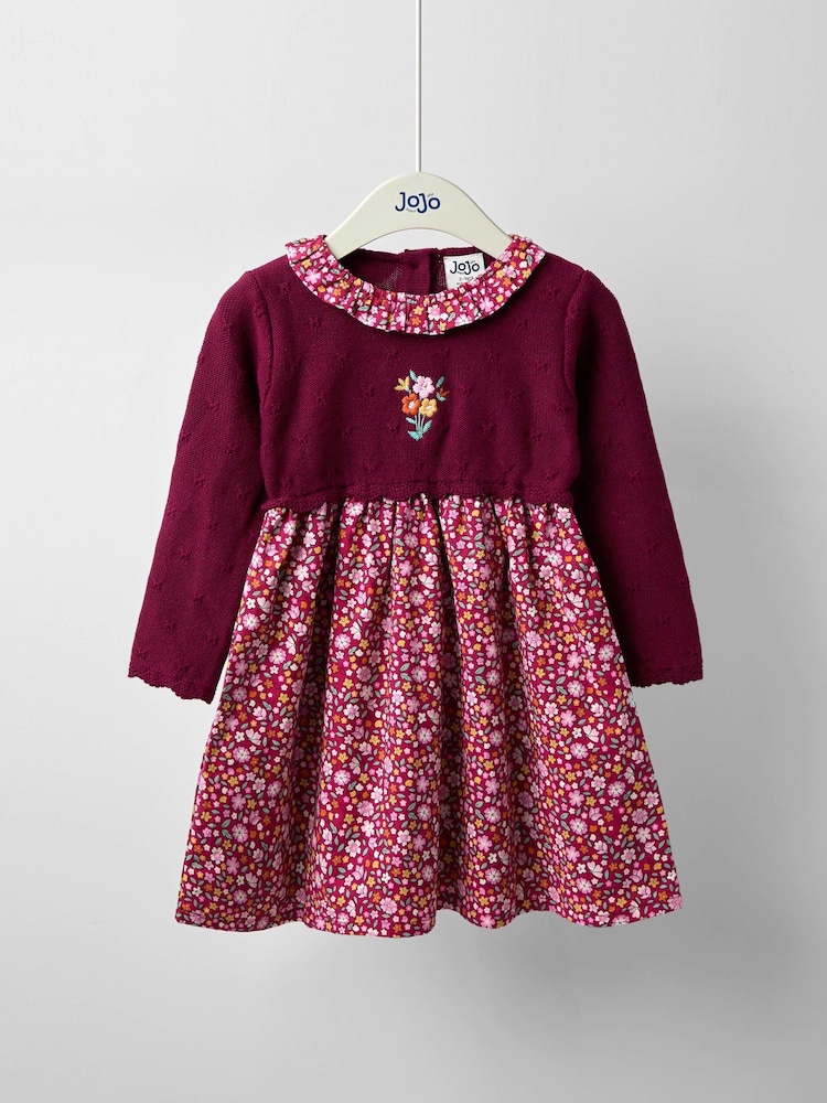 JoJo Maman Bébé Berry Floral Knitted Combo dress - Image 1 of 3 JoJo Maman Bébé Berry Floral Knitted Combo dress - Image 1 of 3
