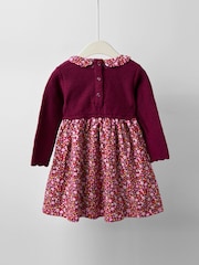 JoJo Maman Bébé Berry Floral Knitted Combo dress - Image 2 of 3