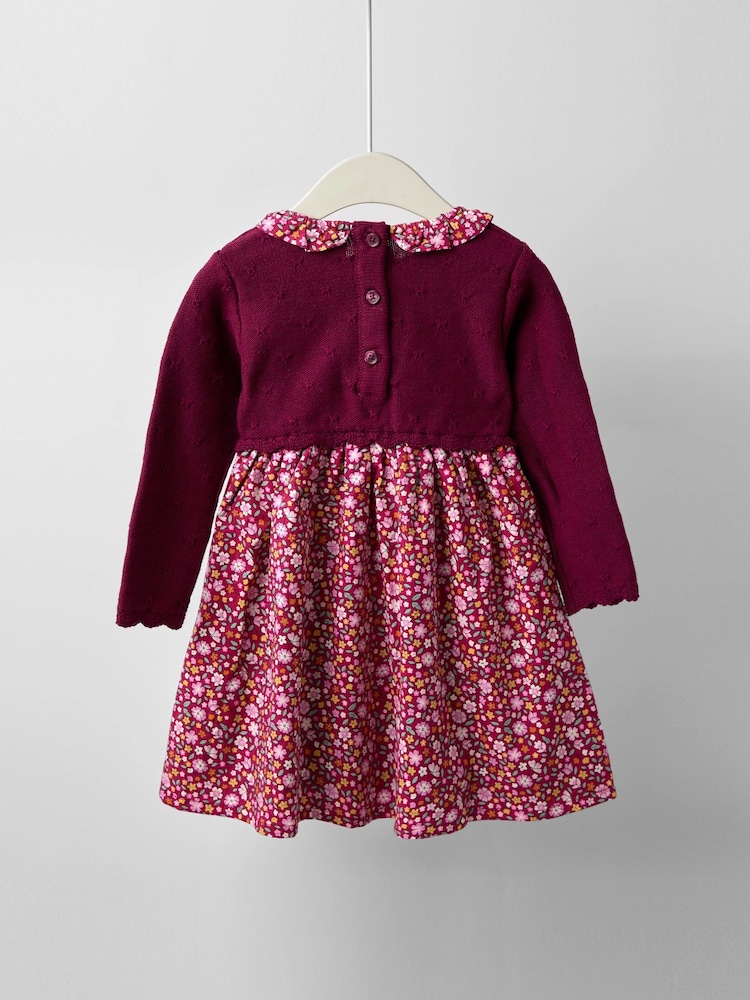 JoJo Maman Bébé Berry Floral Knitted Combo dress - Image 2 of 3 JoJo Maman Bébé Berry Floral Knitted Combo dress - Image 2 of 3