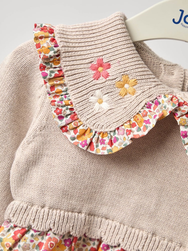 JoJo Maman Bébé Natural Floral Knitted Combo dress - Image 12 of 12 JoJo Maman Bébé Natural Floral Knitted Combo dress - Image 12 of 12