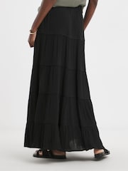 JD Williams Black Crinkle Tiered Maxi Skirt - Image 2 of 4