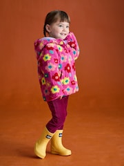 JoJo Maman Bébé Fuschia Pink Flower Hooded Fleece Jacket - Image 10 of 11