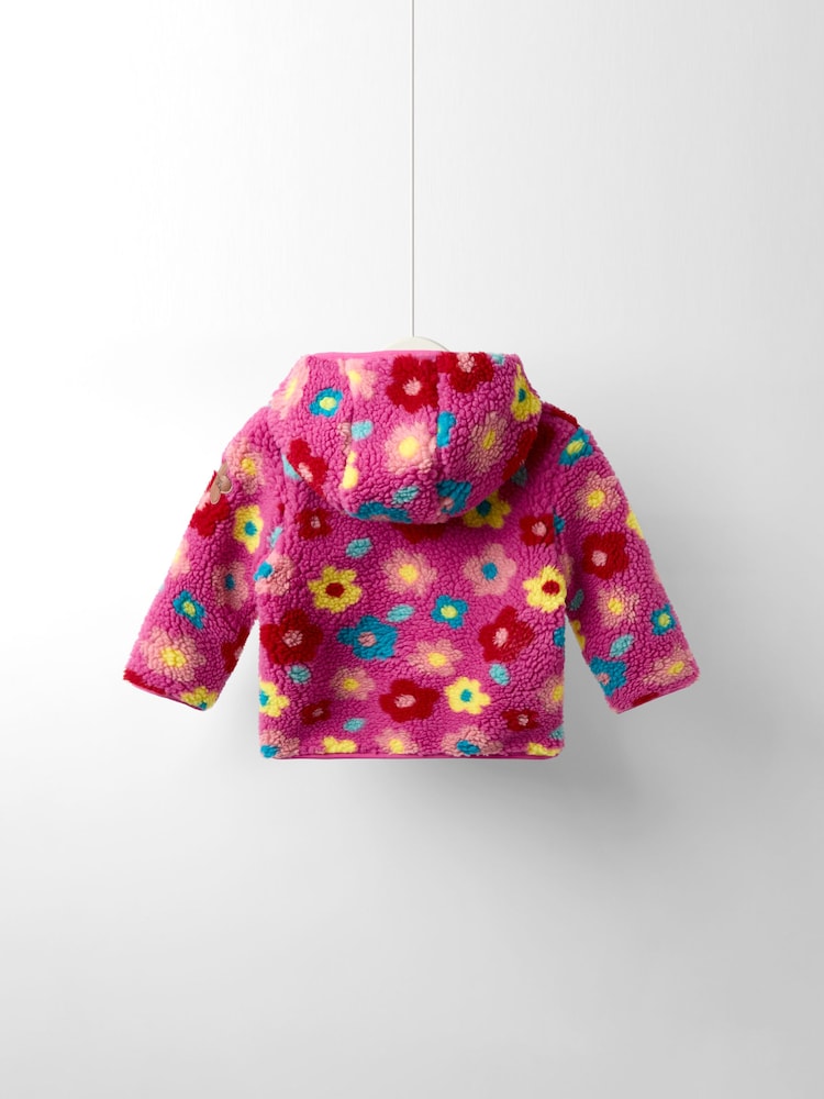 JoJo Maman Bébé Fuschia Pink Flower Hooded Fleece Jacket - Image 2 of 6 JoJo Maman Bébé Fuschia Pink Flower Hooded Fleece Jacket - Image 2 of 6