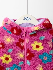 JoJo Maman Bébé Pink Light Hooded Fleece Jacket - Image 3 of 6