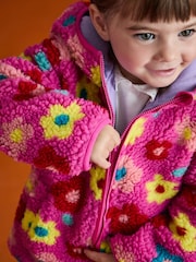 JoJo Maman Bébé Fuschia Pink Flower Hooded Fleece Jacket - Image 8 of 11