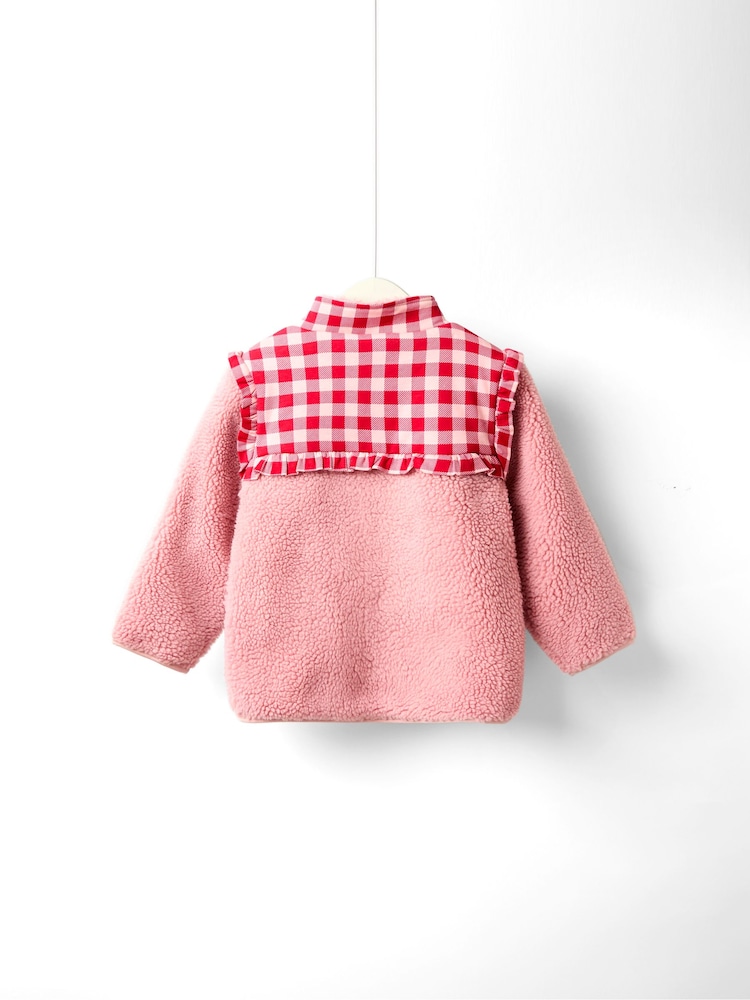 JoJo Maman Bébé Pink Strawberry Fleece Zip-Up Jacket - Image 2 of 5