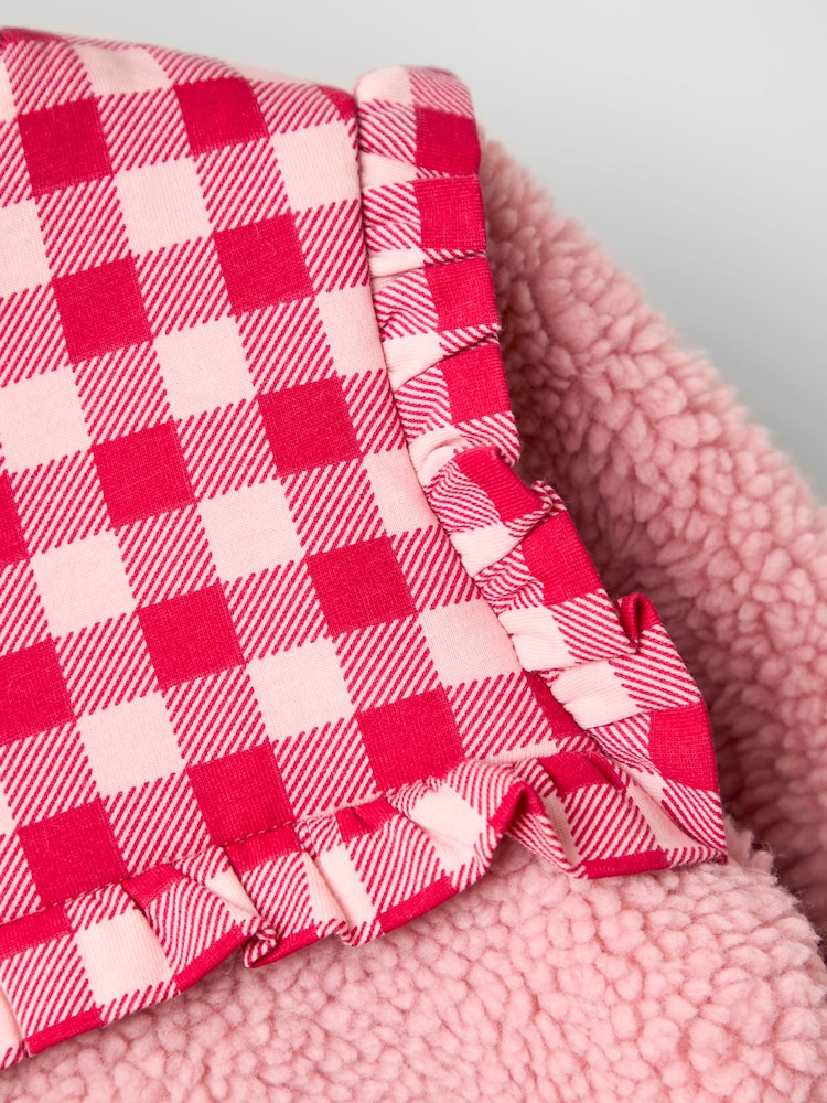 JoJo Maman Bébé Pink Strawberry Fleece Zip-Up Jacket - Image 5 of 5
